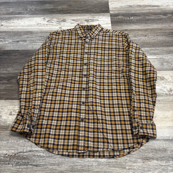 Eddie Bauer Brown Tan Mens LT Classic Fit Tartan Plaid Button Down Flannel Shirt - Picture 1 of 7